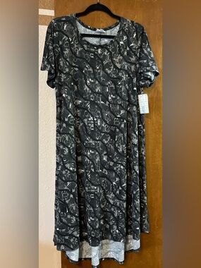 LuLaRoe Carly Black and Gray Floral Print Dress